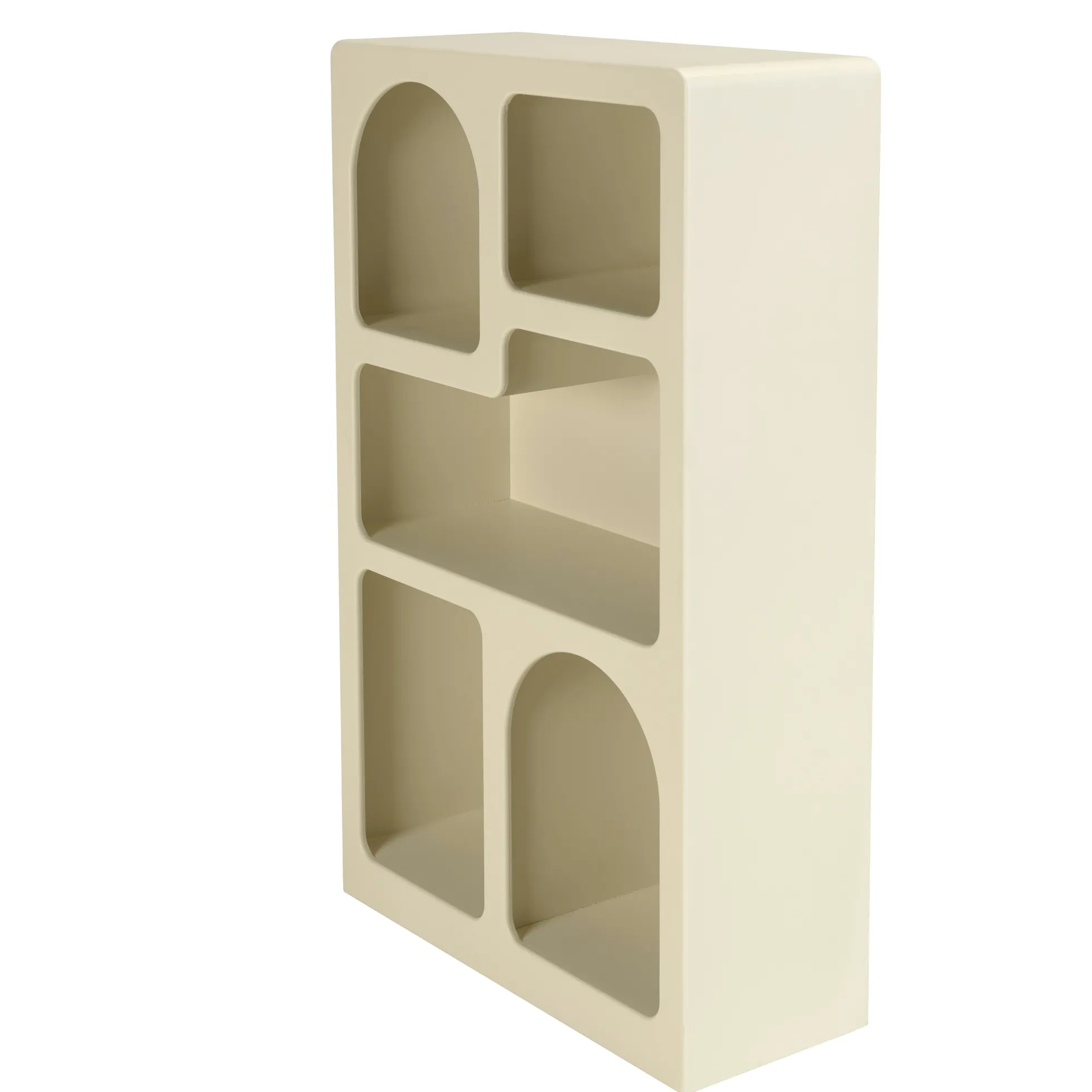 Etagère 5 niches 60x24cm en bois peint couleur beige NELIA
