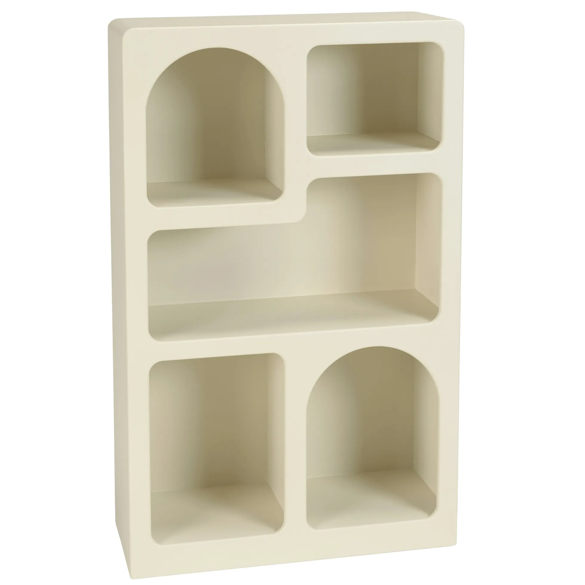 Etagère 5 niches 60x24cm en bois peint couleur beige NELIA