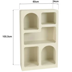Etagère 5 niches 60x24cm en bois peint couleur beige NELIA
