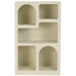 Etagère 5 niches 60x24cm en bois peint couleur beige NELIA