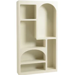 Etagère 6 niches 100x26cm en bois peint couleur beige NELIA