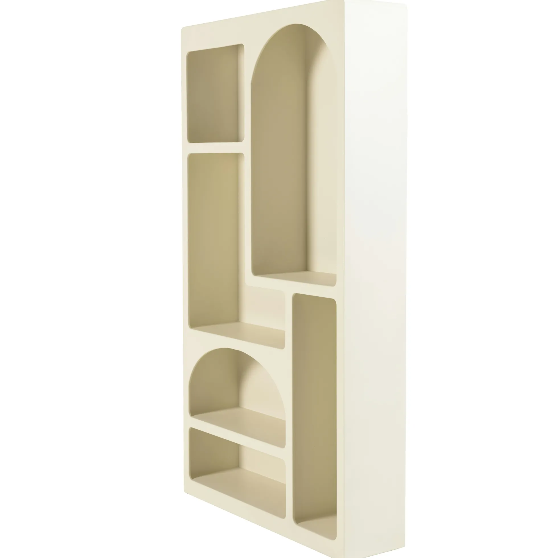 Etagère 6 niches 100x26cm en bois peint couleur beige NELIA