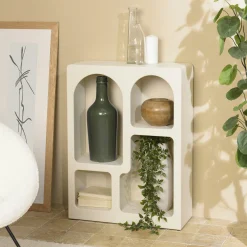 Etagère 4 niches 60x24cm en bois peint couleur beige NELIA