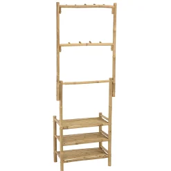 Etagère 3 niveaux et porte-serviettes en bambou CALVIA
