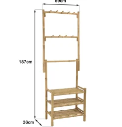 Etagère 3 niveaux et porte-serviettes en bambou CALVIA
