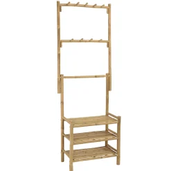 Etagère 3 niveaux et porte-serviettes en bambou CALVIA