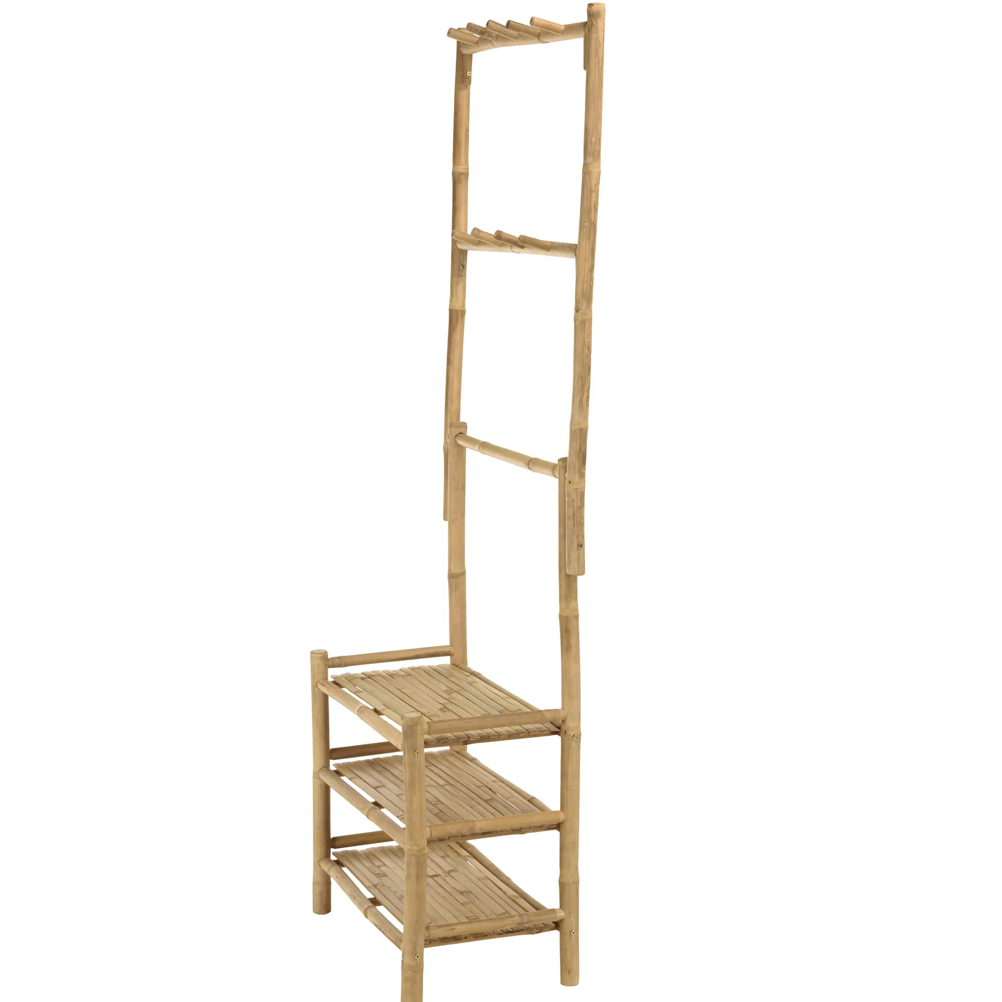 Etagère 3 niveaux et porte-serviettes en bambou CALVIA