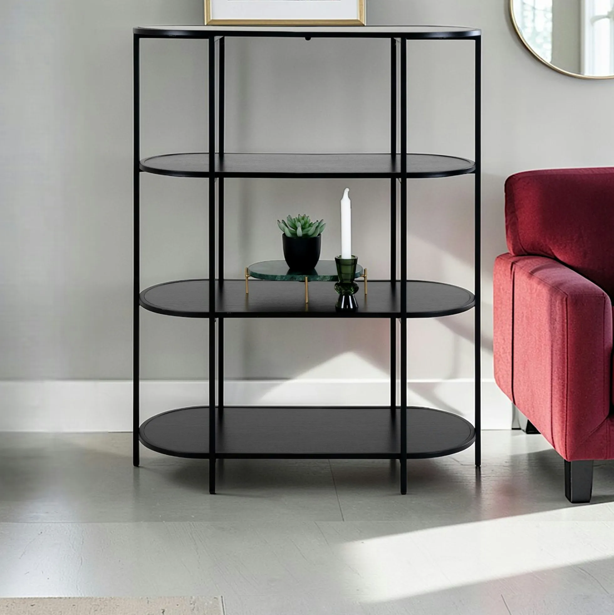 Etagère ovale en métal noir 4 plateaux VARDE