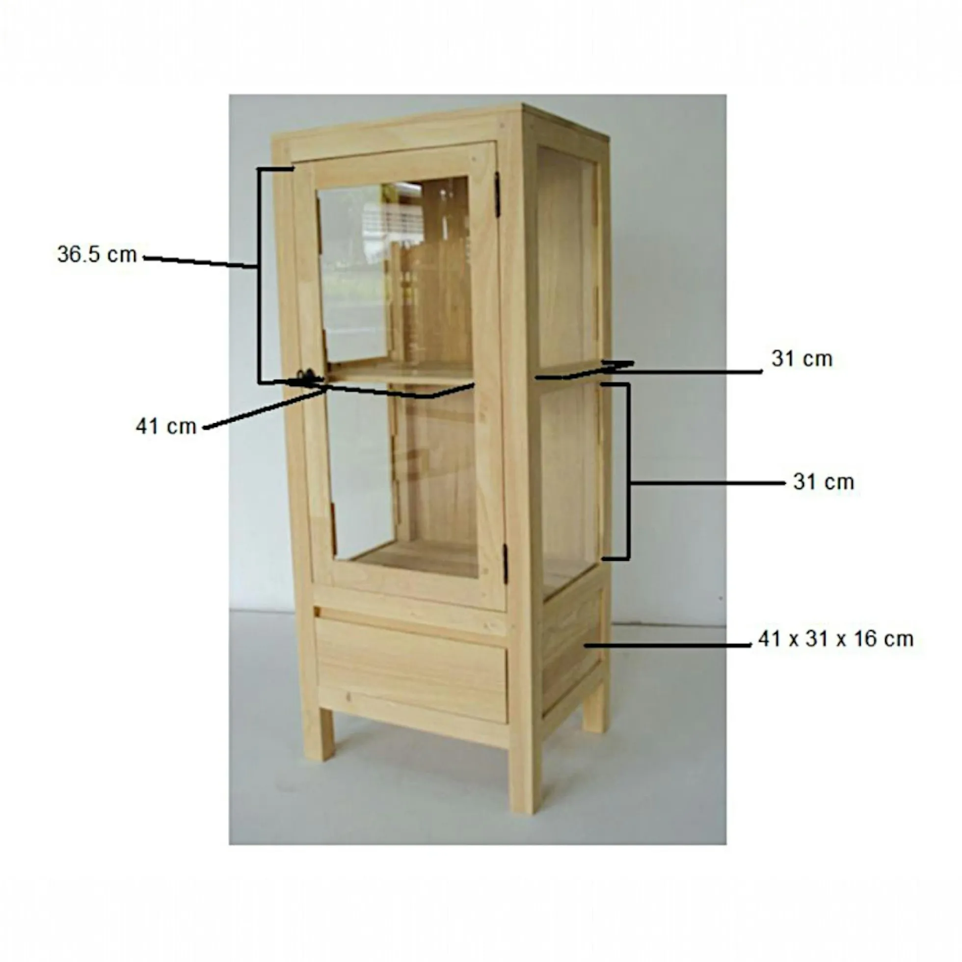 Etagère 1 porte 1 tiroir hévéa 120cm OLGA
