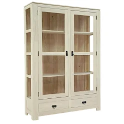 Etagère vitrée hévéa 120cm HELENA