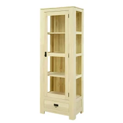 Etagère vitrée hévéa 60x170cm HELENA