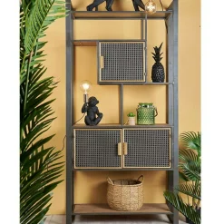 Etagère vitrine en cannage métallique ATELIER