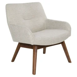 Fauteuil beige sable avec structure en bois de noyer BERLIN