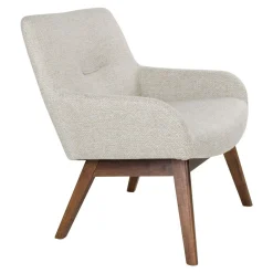 Fauteuil beige sable avec structure en bois de noyer BERLIN