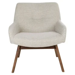 Fauteuil beige sable avec structure en bois de noyer BERLIN