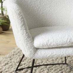 Fauteuil blanc contemporain en tissu bouclette TIM