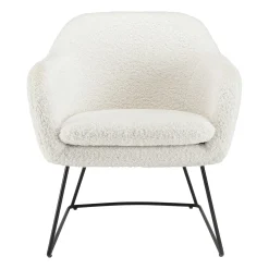 Fauteuil blanc contemporain en tissu bouclette TIM