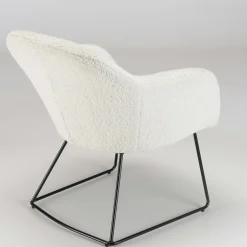 Fauteuil blanc contemporain en tissu bouclette TIM