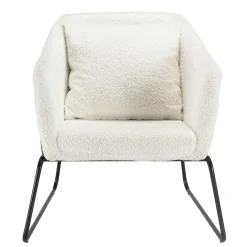 Fauteuil blanc en tissu bouclette TIM