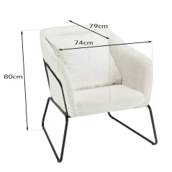 Fauteuil blanc en tissu bouclette TIM