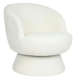 Fauteuil blanc pivotant - tissu chenille, style rétro IENA
