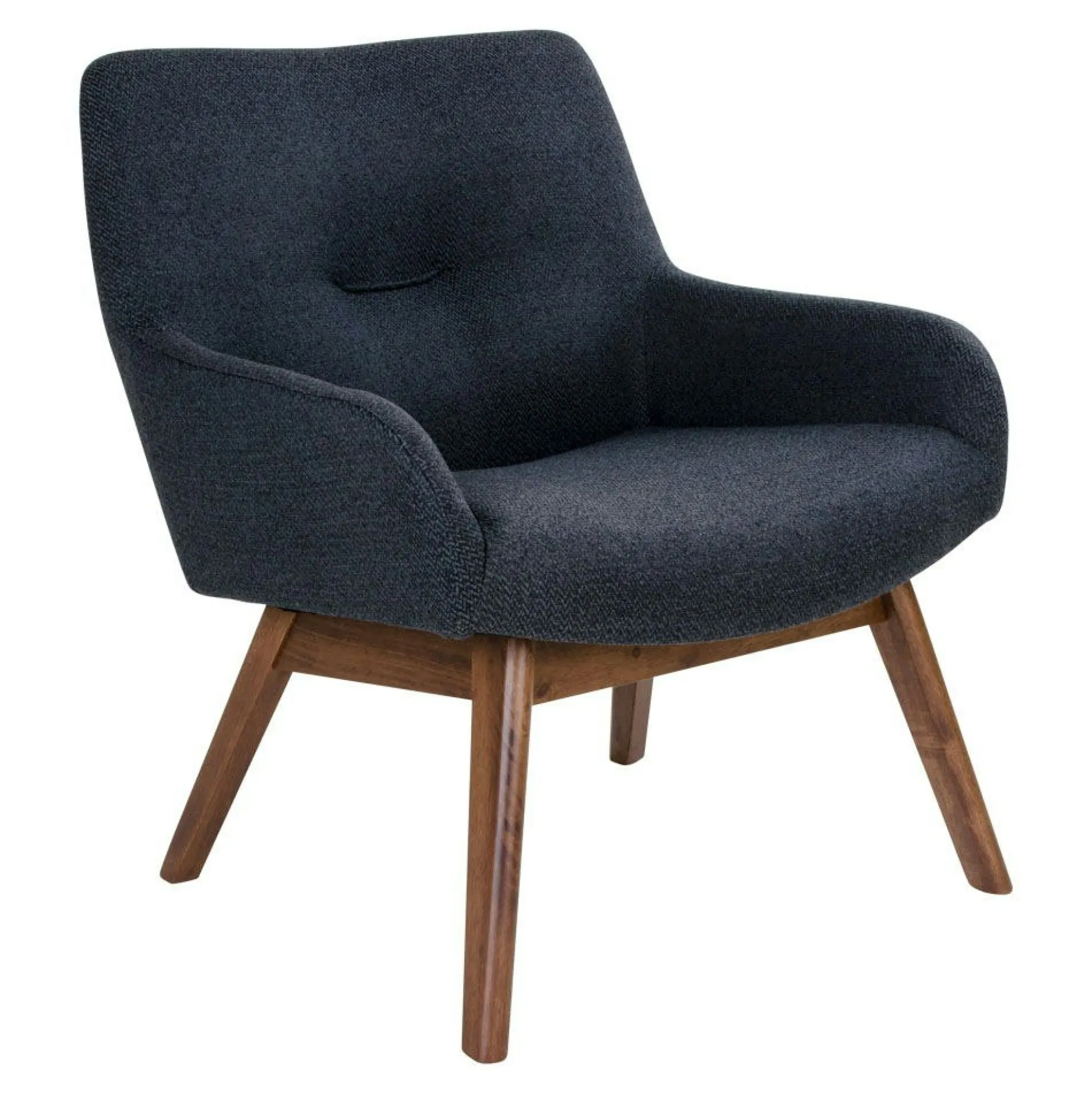 Fauteuil bleu foncé avec structure en bois de noyer BERLIN