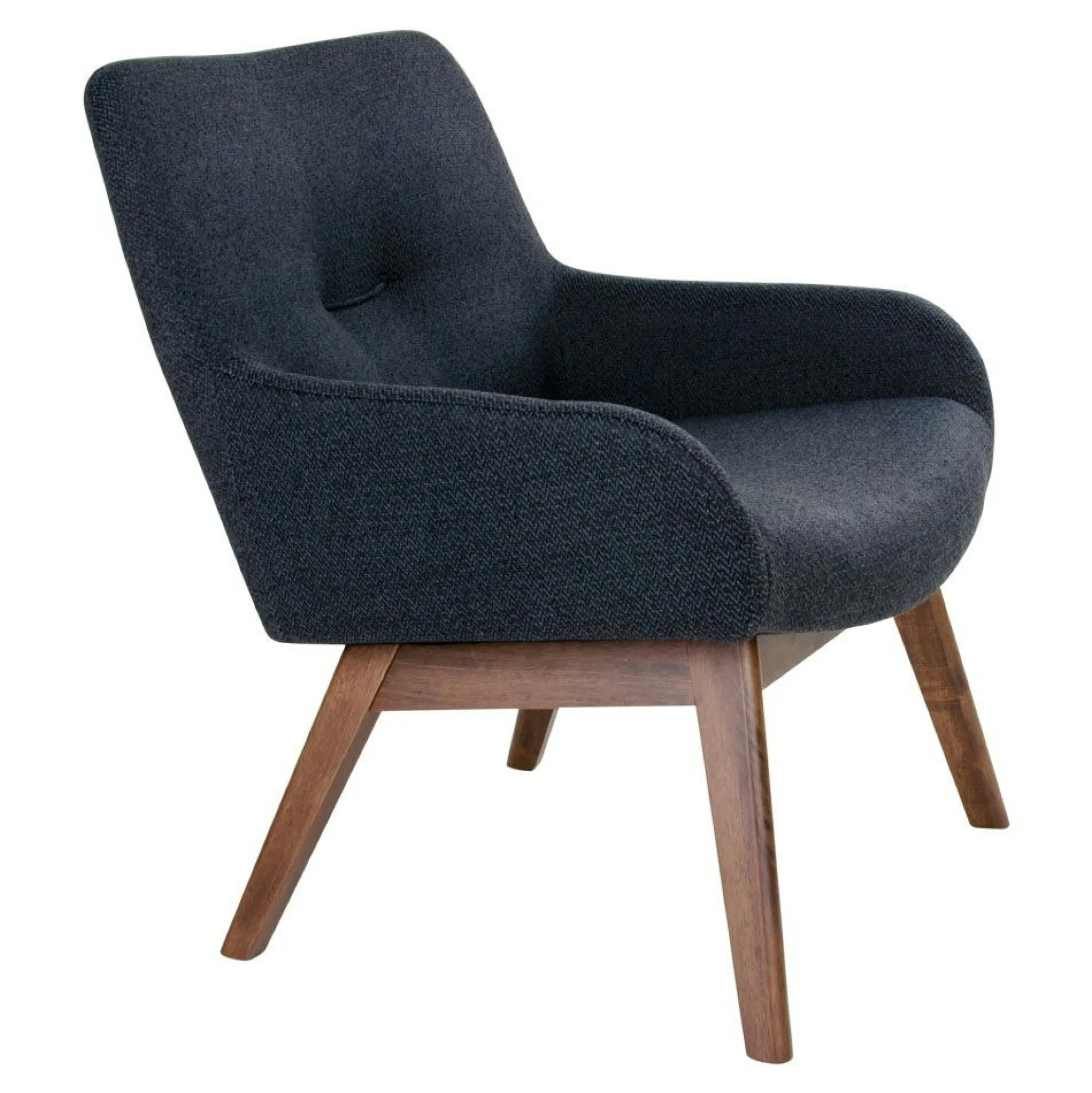 Fauteuil bleu foncé avec structure en bois de noyer BERLIN