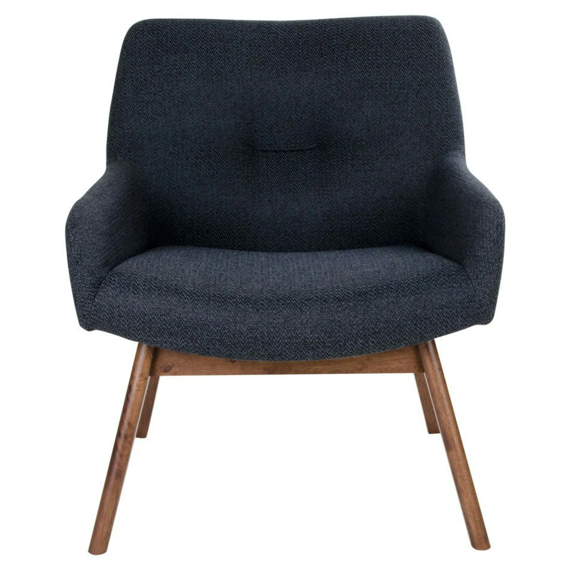 Fauteuil bleu foncé avec structure en bois de noyer BERLIN