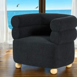 Fauteuil cabriolet design tissu bouclé bleu IENA