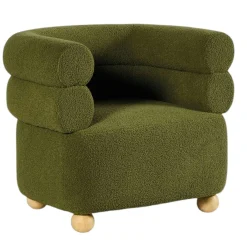 Fauteuil cabriolet design tissu bouclé vert IENA