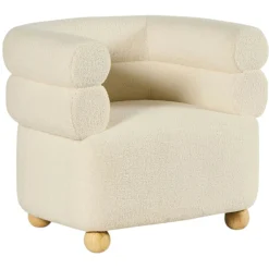 Fauteuil cabriolet design tissu bouclé blanc IENA