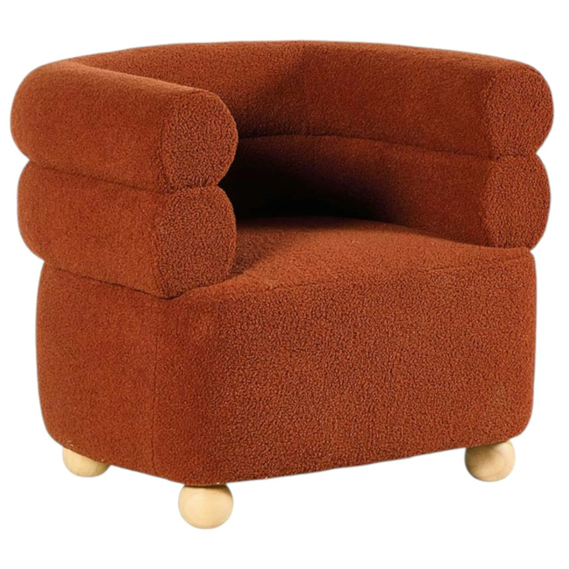 Fauteuil cabriolet design tissu bouclé terracotta IENA