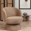Fauteuil camel pivotant - tissu chenille, style rétro IENA