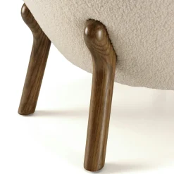 Fauteuil capitonné tissu bouclette blanc TIM