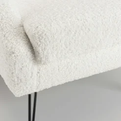 Fauteuil club blanc tissu bouclette TIM