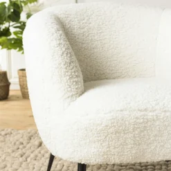 Fauteuil club tissu bouclette blanc TIM