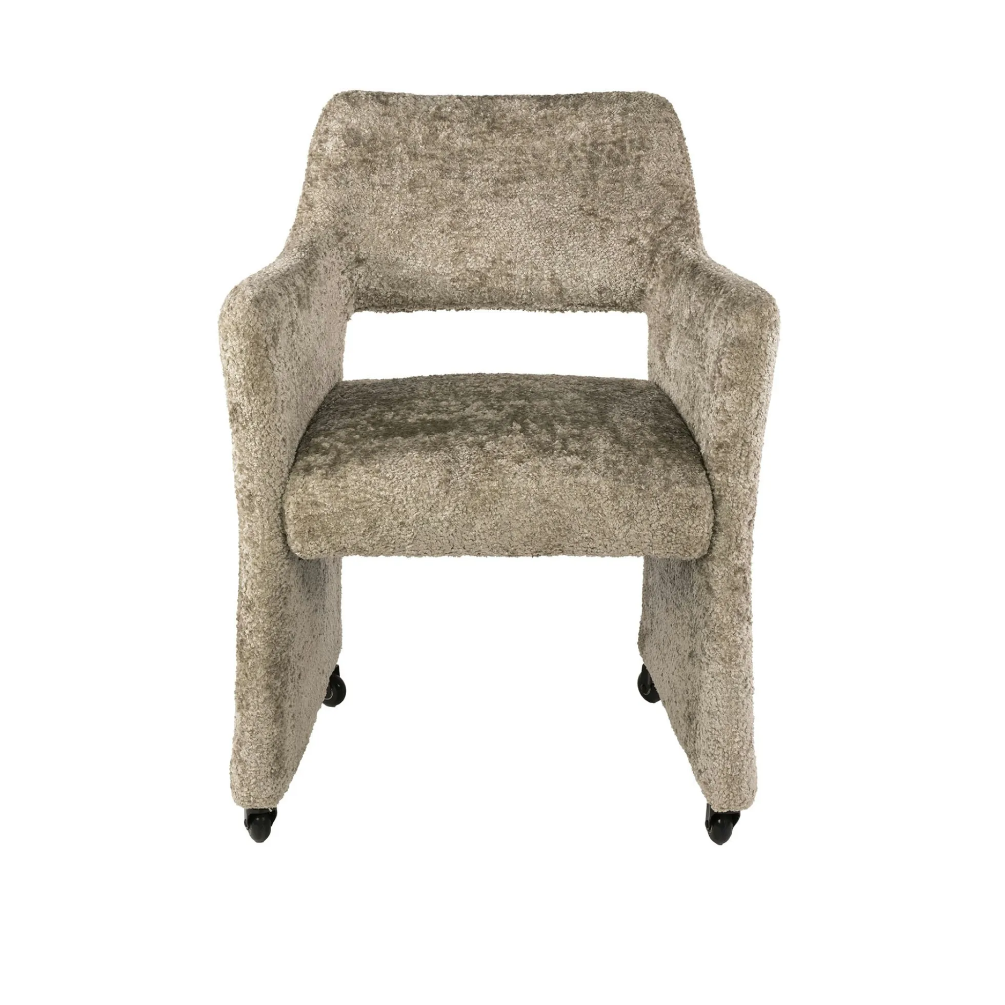 Fauteuil confortable à roulettes tissu cosy beige (x2) CREEK
