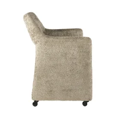 Fauteuil confortable à roulettes tissu cosy beige (x2) CREEK