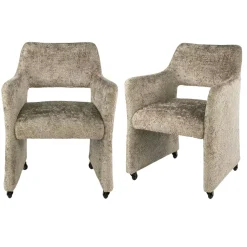 Fauteuil confortable à roulettes tissu cosy beige (x2) CREEK