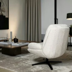 Fauteuil confort pivotant tissu doux écru IENA