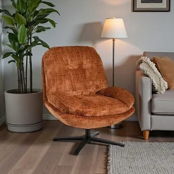 Fauteuil confort pivotant tissu doux terracotta IENA