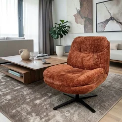 Fauteuil confort pivotant tissu doux terracotta IENA