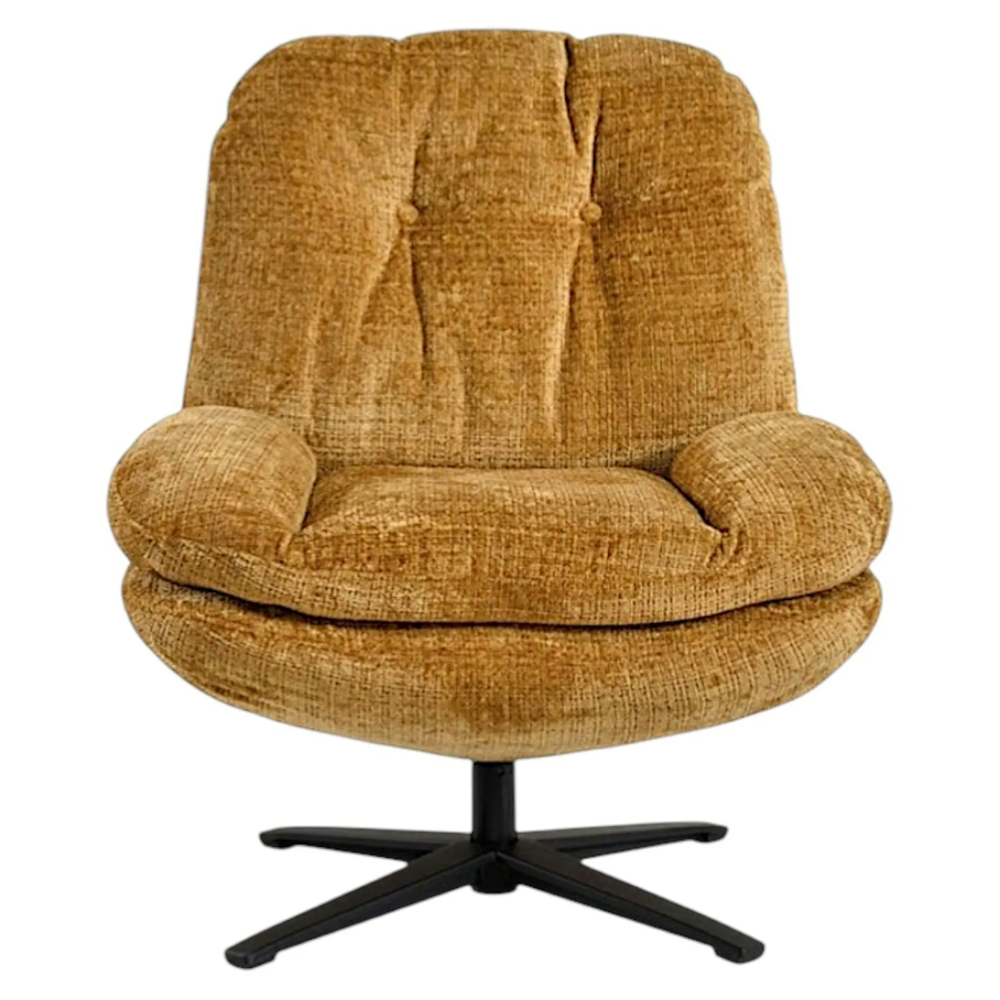Fauteuil confort pivotant tissu doux moutarde IENA