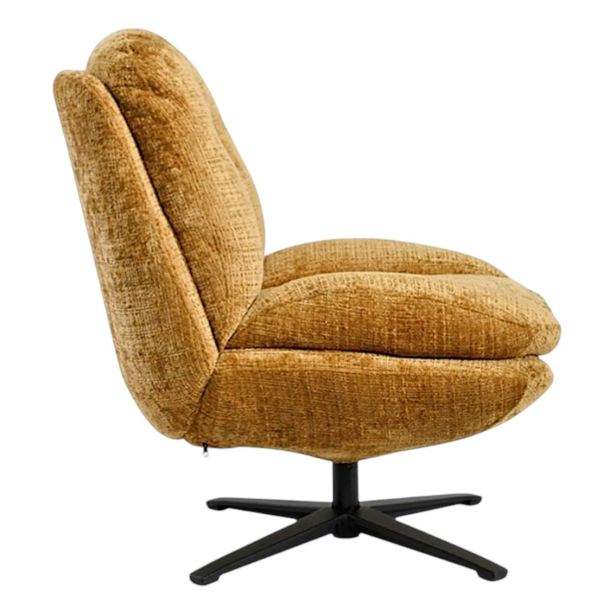 Fauteuil confort pivotant tissu doux moutarde IENA