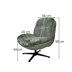 Fauteuil confort pivotant tissu doux vert IENA