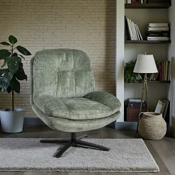 Fauteuil confort pivotant tissu doux vert IENA