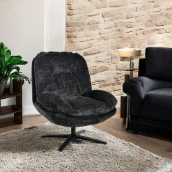 Fauteuil confort pivotant tissu doux gris foncé IENA