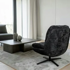 Fauteuil confort pivotant tissu doux gris foncé IENA