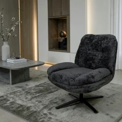 Fauteuil confort pivotant tissu doux gris foncé IENA