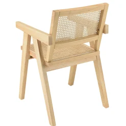 Fauteuil contemporain bois clair assise et dossier cannage TIM